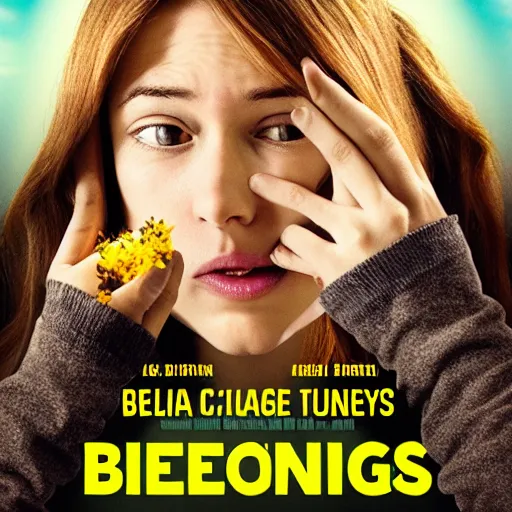 Image similar to movie poster about a person smelling bees