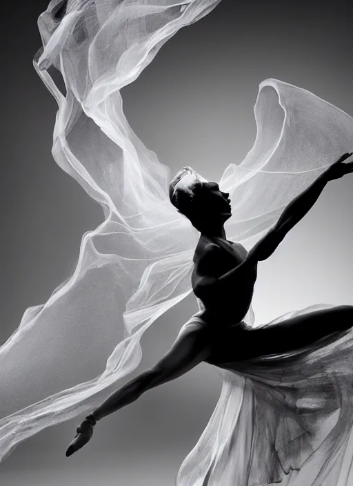 Image similar to a Photorealistic dramatic hyperrealistic render of a beautiful Female smoke dancer by Ken Brower and Deborah Ory of NYC Dance project,Lois Greenfield,Flowing cloth and smoke,Beautiful dynamic dramatic dark moody lighting,volumetric,shadows,cinematic atmosphere,Octane render,8K