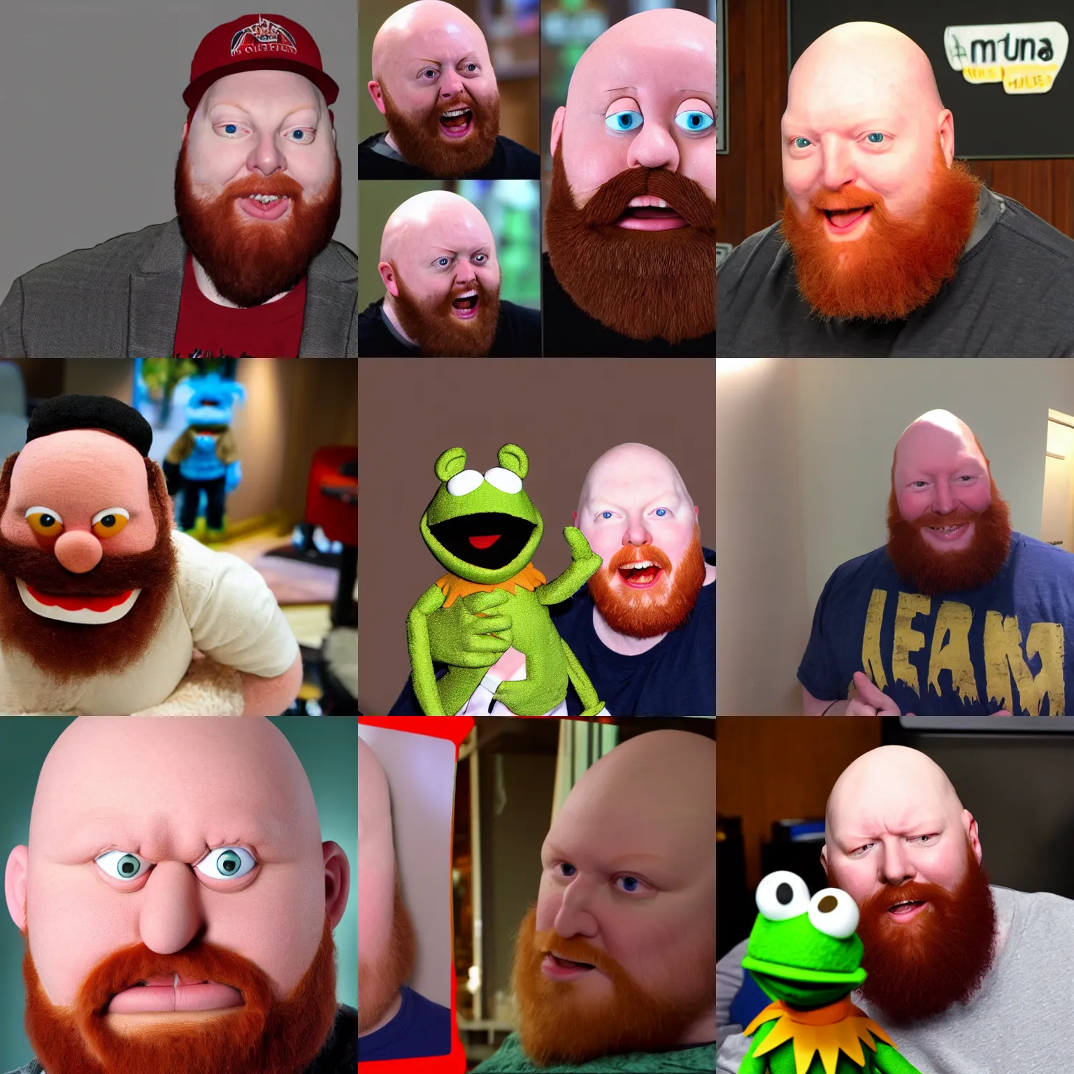 Prompt: angriestpat as a muppet