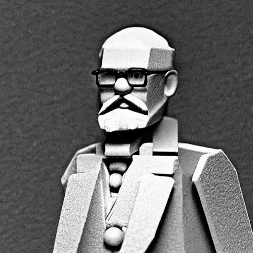 Prompt: the philosopher Edmund Husserl, made out of Legos, standing in his home office, photo realistic
