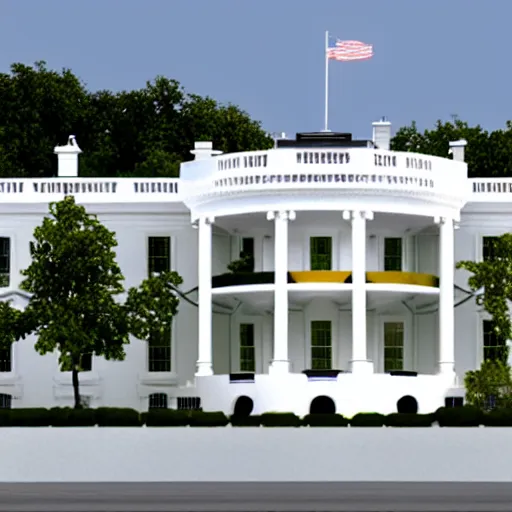 Image similar to a 3 d render of the white house, video game model, white background,