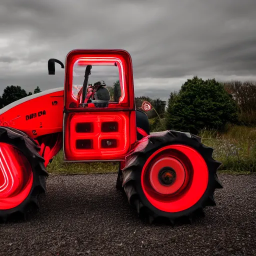 Image similar to neon badger spoon tractor, canon eos r 3, f / 1. 4, iso 2 0 0, 1 / 1 6 0 s, 8 k, raw, unedited, symmetrical balance, wide angle