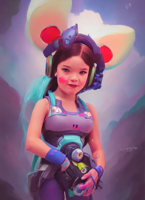 Image similar to photographic portrait of d. va from overwatch cosplay pixar gummy bear, alena aenami and lilia alvarado, greg rutkowski and boris vallejo and frank frazetta, 3 5 mm