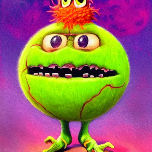 Image similar to a tennis ball monsters, colorful, digital art, fantasy, magic, chalk, trending on artstation, ultra detailed, professional illustration by basil gogos