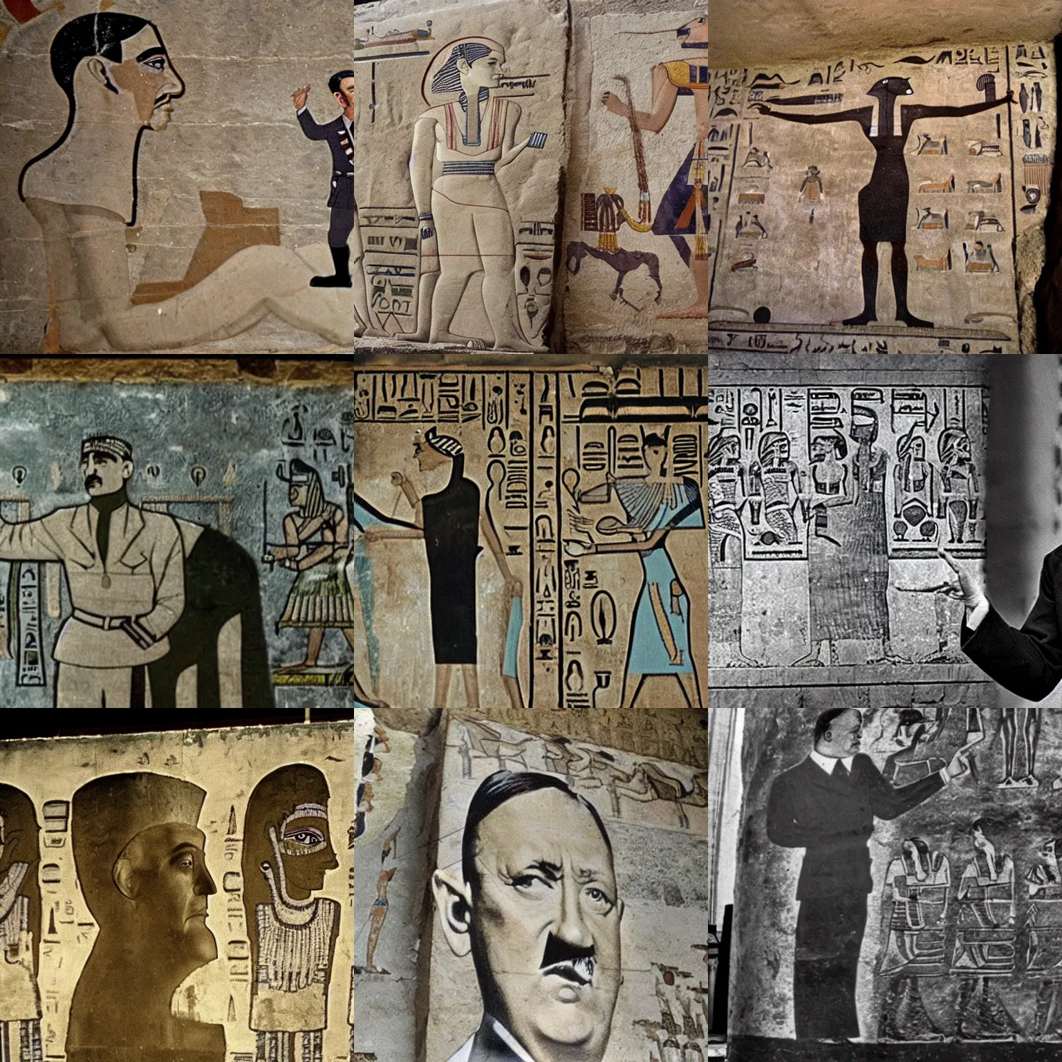 Prompt: hitler on an ancient egypt wall