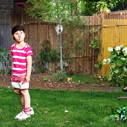 Image similar to photograph smelly kid in backyard