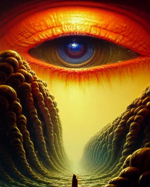 Prompt: a hyper - detailed 3 d render like an oil painting of the hivemind's eye viewing the stream of thought, surrealism!!!!! concept art, lifelike, photorealistic, digital painting, smooth, sharp focus, artstation hd, by greg rutkowski, bruce pennington, valentina remenar, rhads, asher duran,