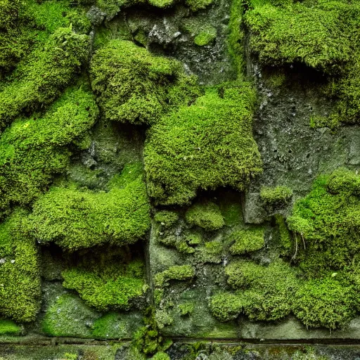 Prompt: a seamless concrete wall texture with moss and fungi