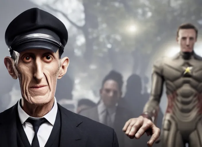 Image similar to Ebony Maw working as a funeral director in the new avengers movie, 4k