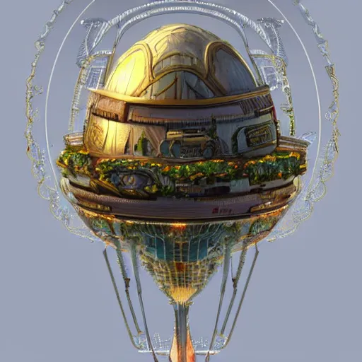 Image similar to enormous flying city!!! in a gigantic faberge egg, sky!!, steampunk, floating islands, fantasy art, unreal engine,