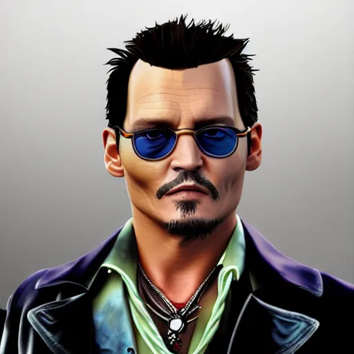 Image similar to johnny depp in gta v cover art, detailed, accurate, 4 k