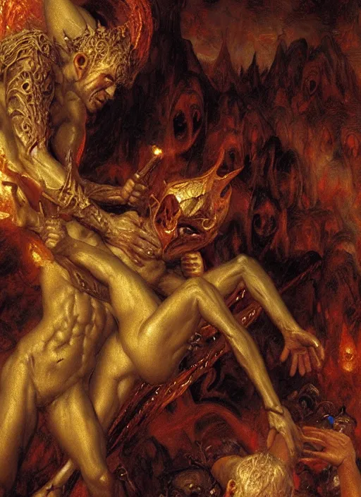 Image similar to close up of the seventh circle of hell from dante's divine comedy. highly detailed painting by gaston bussiere, craig mullins, j. c. leyendecker 8 k