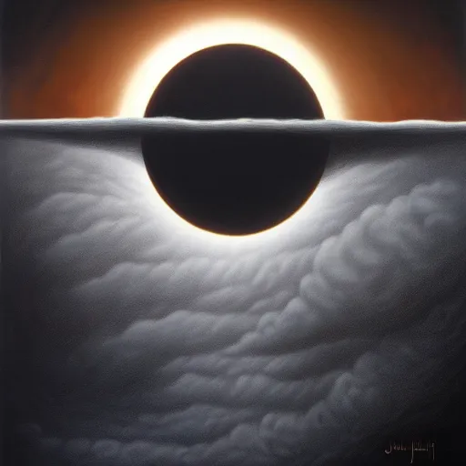 Prompt: an ominous eclipse, by jeffrey smith, oil on canvas