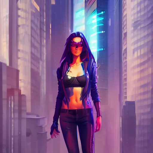 Prompt: cyberpunk goddess female, art gta 5 cover, official fanart behance hd artstation by jesper ejsing, by rhads, makoto shinkai and lois van baarle, ilya kuvshinov, ossdraws