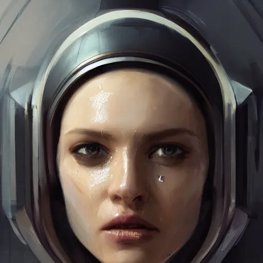 Image similar to portrait of a woman by greg rutkowski, she is about 3 0 years old, slavic, pretty, blond hair with two strans around her face, crying, helplessness and denial, she is wearing a futuristic space gear, highly detailed portrait, digital painting, artstation, concept art, smooth, sharp foccus ilustration, artstation hq.