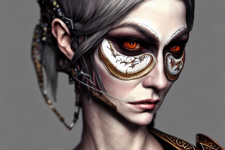 Prompt: a full portrait of a beautiful woman wearing, wearing extremely detailed attire, slim complexity, extremely detailed eyes, medievil, dnd, extremely detailed, high quality, trending on artstation, photo realistic