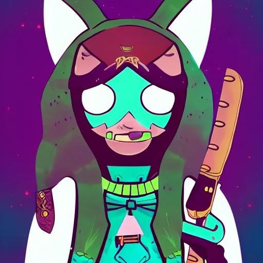 Image similar to portrait of Huntress Wizard from adventure time, in the style of adventure time, ultra-detailed 4k, beautiful inking lines, stunning gradient colors, trending on artstation, digital illustration, character design, concept art