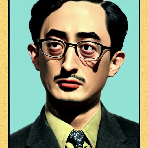 Image similar to A 1950s Colorized Style Poster of Filthy Frank, grainy, realistic, hyperrealistic, very realistic, very very realistic, highly detailed, very detailed, extremely detailed, detailed, digital art, trending on artstation, detailed face, very detailed face, very detailed face, realism, HD Quality, 8k resolution, intricate details, body and head in frame, drawing, inked drawing, poster drawing, neat drawing, 1950s, 50s, in the style of Frank Hampson, in the style of Frank Bellamy, in the style of Dave Gibbons, in the style of Don Lawrence, in the style of Wally Wood, Colorized, 1950s Poster