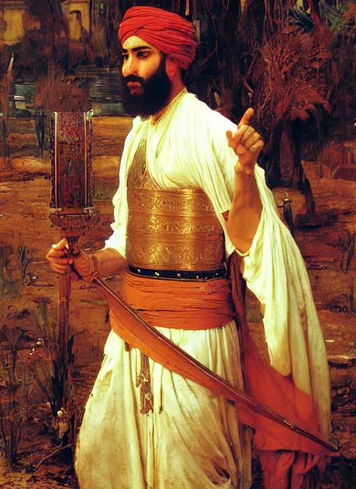 Image similar to Rabbit warlord. Iranian orientalist portrait by john william waterhouse and Edwin Longsden Long and Theodore Ralli and Nasreddine Dinet, oil on canvas. Cinematic, vivid colors, hyper realism, realistic proportions, dramatic lighting, high detail 4k