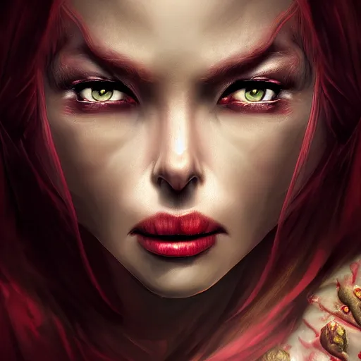 Prompt: portrait of a demon queen, detailed realistic, cinematic lighting, studio lighting