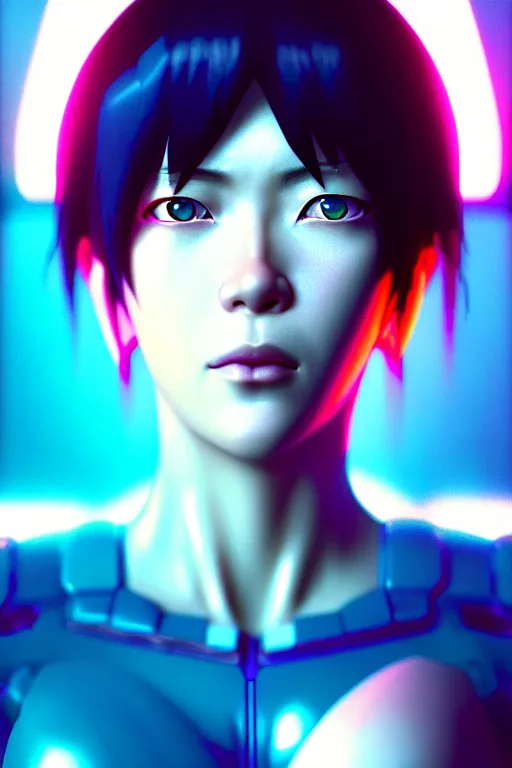 Prompt: a film still portrait of a motoko kusanagi ghost in the shell, finely detailed features : : gits sac 2 0 4 5, netflix : : by ilya kuvshinov, rossdraws, artgerm, sola digital arts, octane render, production ig, volumetric lighting, anti aliasing, raytracing : :