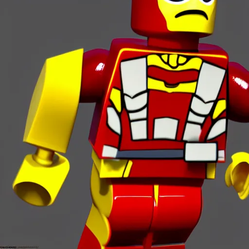 Prompt: Ironman the lego portrait HD vray