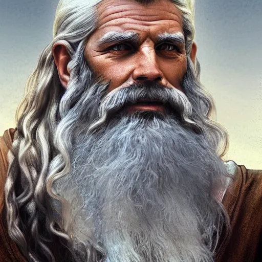 Prompt: portrait of rugged zeus, greek god, 5 0 years old, handsome, white hair, soft hair, upper body, muscular, hairy torso, fantasy, intricate, elegant, highly detailed, digital painting, artstation, concept art, smooth, sharp focus, illustration, art by artgerm and greg rutkowski and alphonse mucha