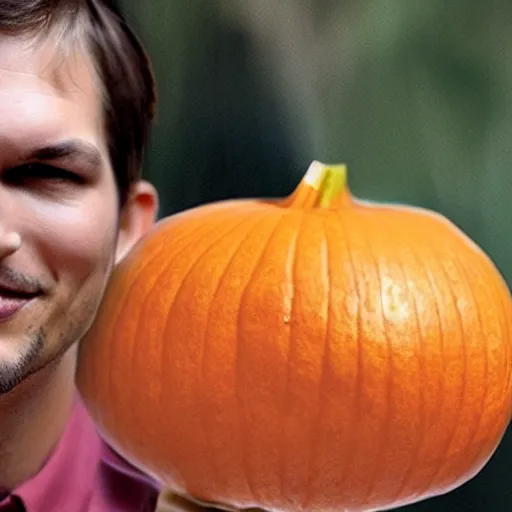 Image similar to ashton kutcher face on a hokaido squash