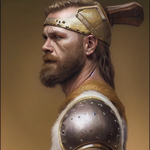 Image similar to a Portrait of an male viking, highly detailed, centered, digital painting, artstation, concept art, donato giancola, Joseph Christian Leyendecker, WLOP, Boris Vallejo, Breathtaking