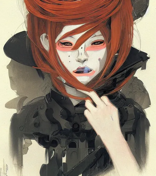 Image similar to jakub rebelka painting of an anime woman