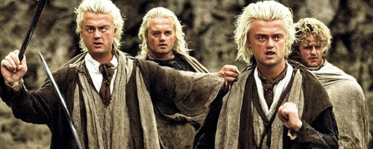 Image similar to geert wilders as the fellowship of the ring