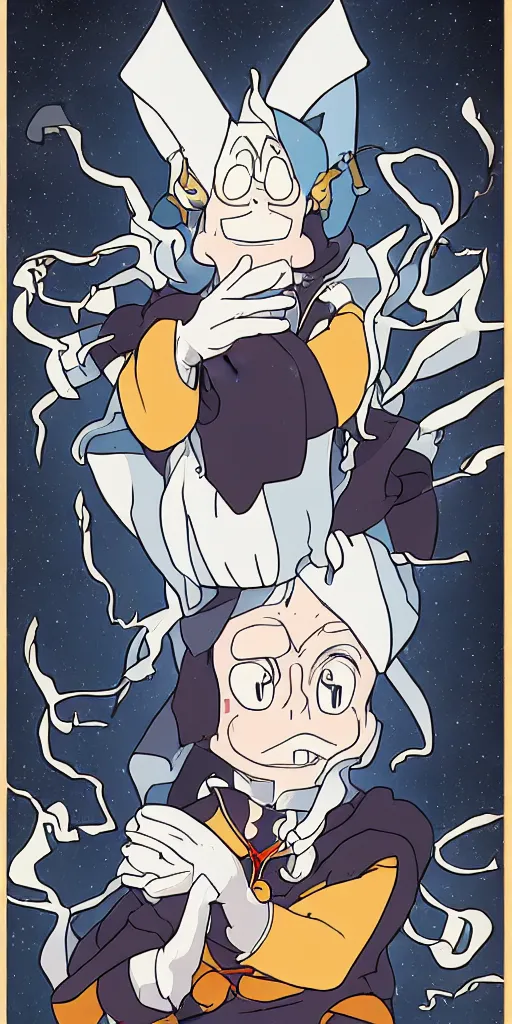 Image similar to the pope drawn by studio trigger, in the style of Little Witch Academia