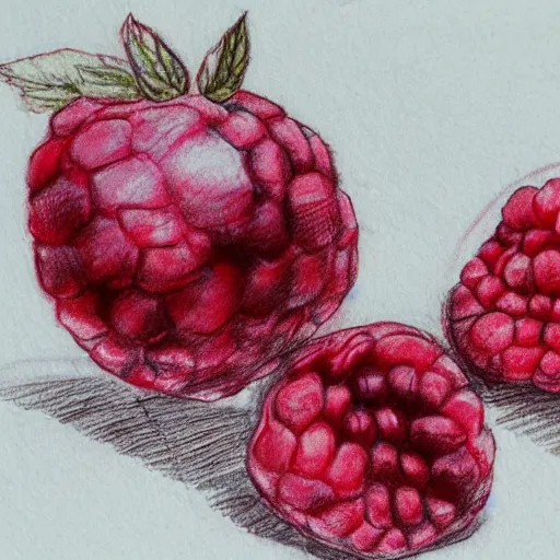 Image similar to professional ink pen sketch of a close-up raspberry