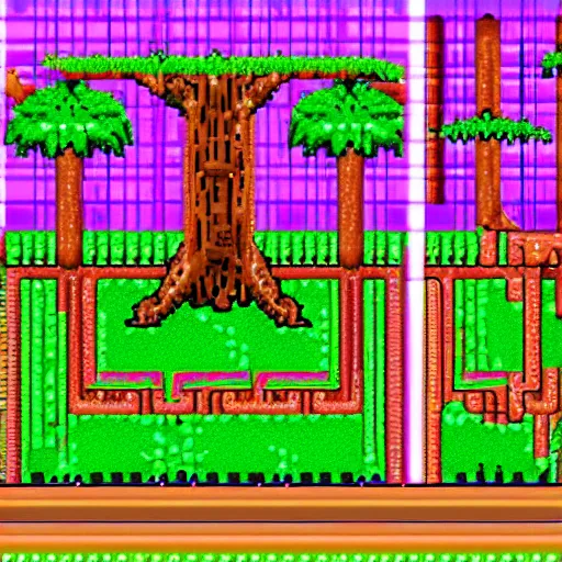 Image similar to pixel art redwoods, nintendo style