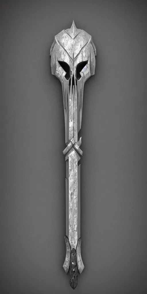 Image similar to a black and silver axe skull crest, ornament, dwarven weapon, by dom qwek, trending on artstation, hard surface modeling, one handed axe, ax