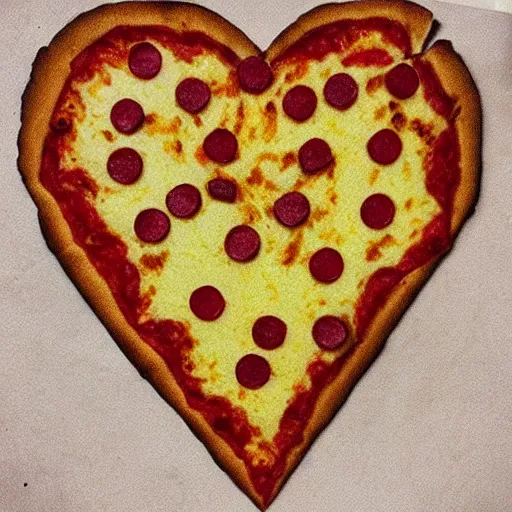 Image similar to pizza heart. hyperdetailed photorealism
