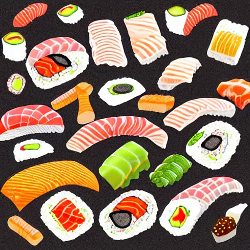 Image similar to sushi, floor texture, cartoon style