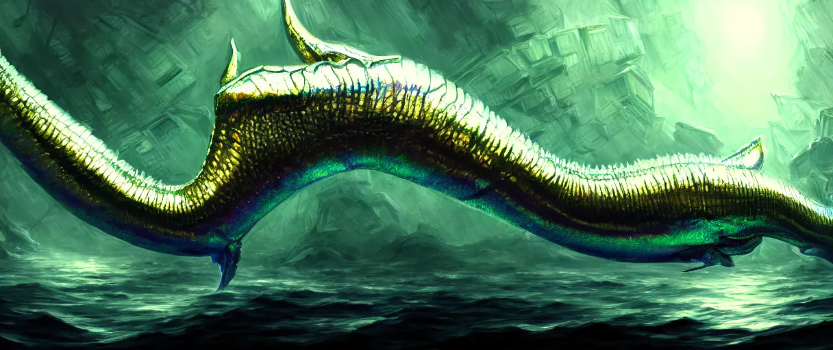 Prompt: hyperrealistic very intricate neo-gothic iridescent white leviathan eating the world digital painting concept art james white! cinematic soft glow yellow lighting low angle hd 8k sharp shallow depth of field