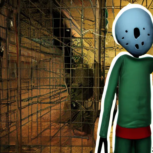 Prompt: baldi's basics in dead by daylight, character render, promotional reveal