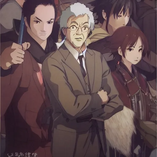 Prompt: Julius Causar at the senate, relaxed, anime portrait studio ghibli style by Kenz Cushart and Yoji Shinkawa