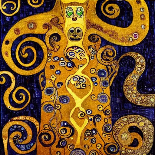 Image similar to illithid in the style of Gustav Klimt