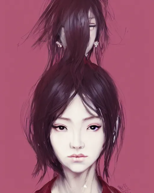 Image similar to the face of an oriental woman left face is a mechanical structure the eyes glow, artstation