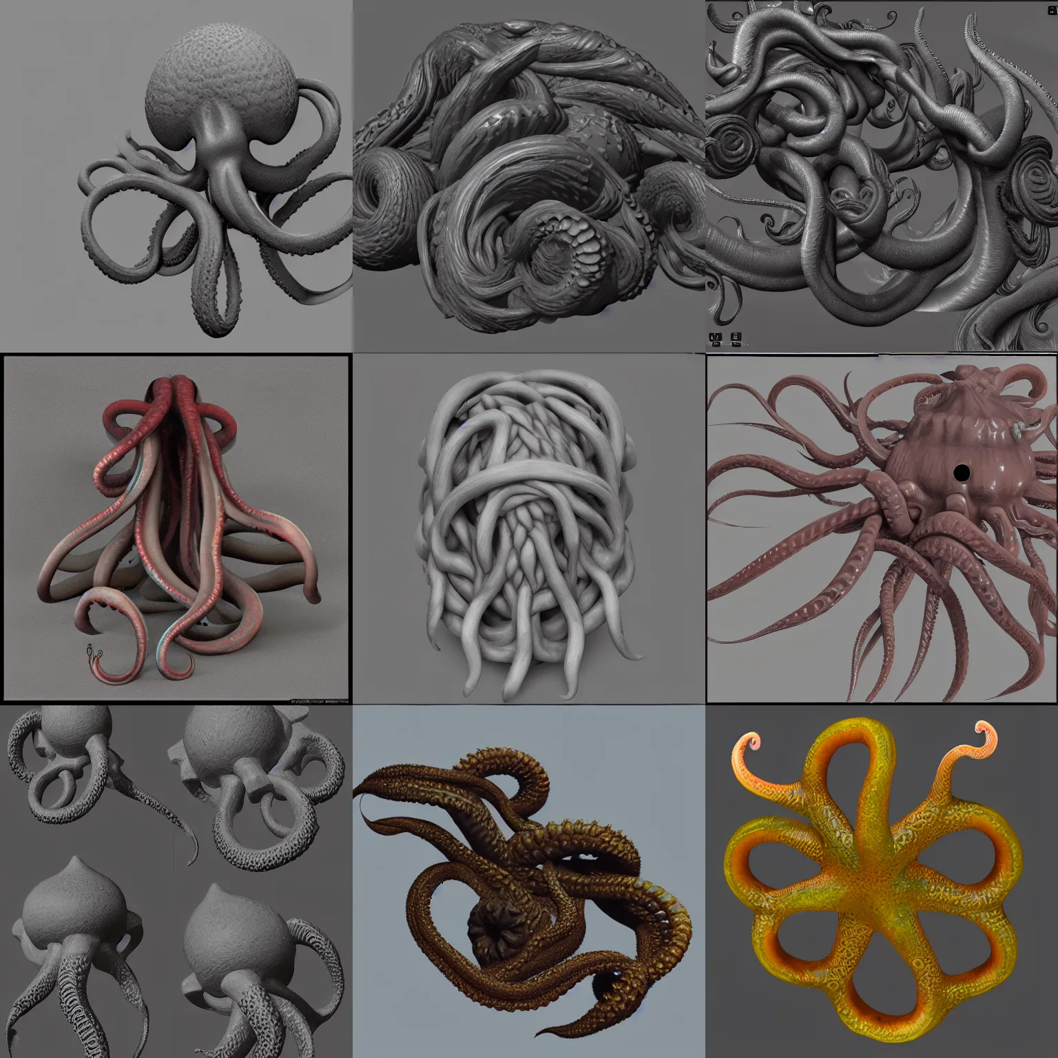 Prompt: an alpha texture for zbrush, organic, tentacles