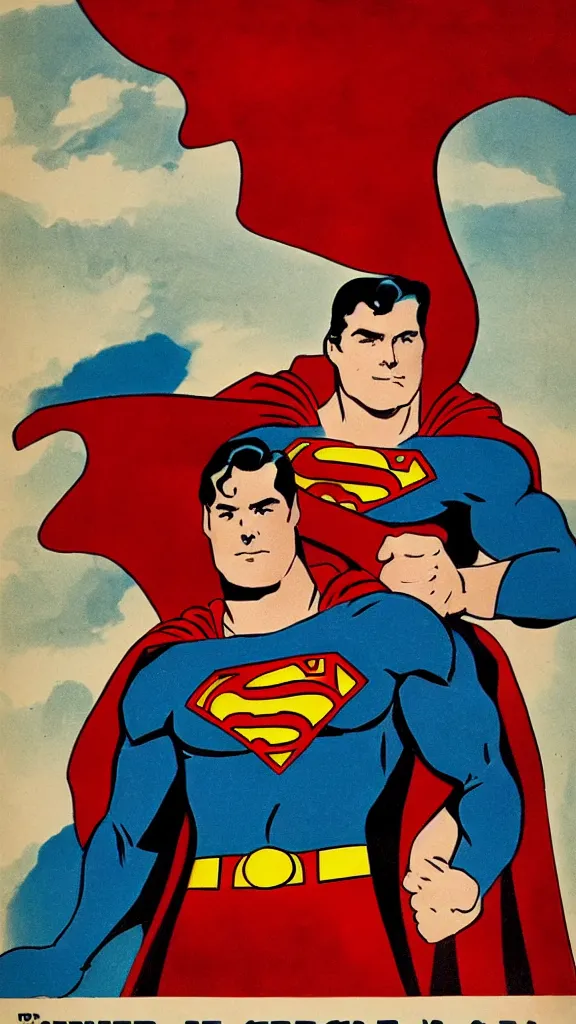 Prompt: superman propaganda poster