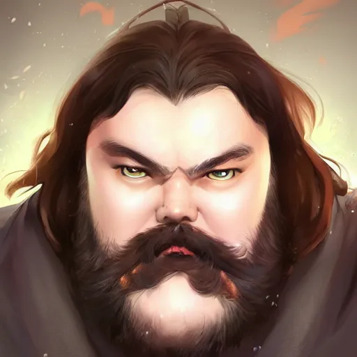 Image similar to An anime portrait of a bearded Jack Black, by Stanley Artgerm Lau, WLOP, Rossdraws, James Jean, Andrei Riabovitchev, Marc Simonetti, and Sakimichan, tranding on artstation