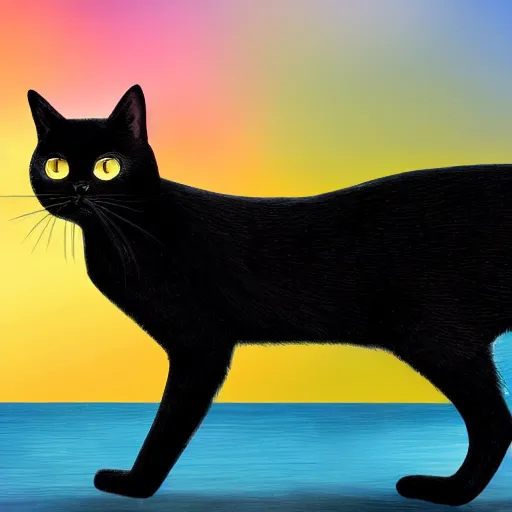 Image similar to an Hyper detailed black cat in a beautiful background