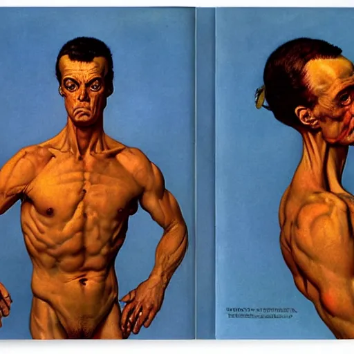 Image similar to upper body portrait a thick-necked horned demon, by norman rockwell and boris vallejo