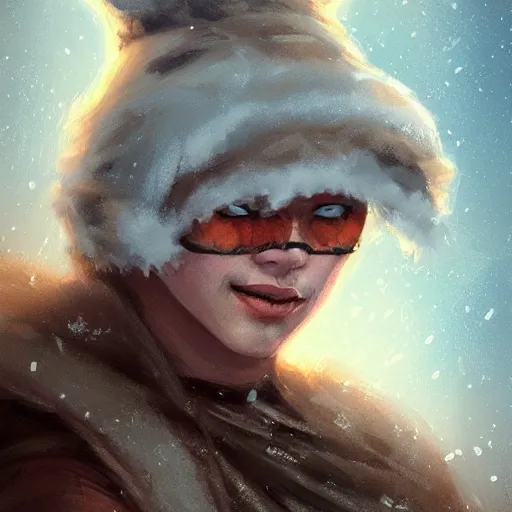 Image similar to snow bandit from ‘ icewind dale ’, ‘ icewind dale 2 ’ profile portrait by ‘ justin sweet ’, falling snow, soft focus, illustration, oil paint, artstation