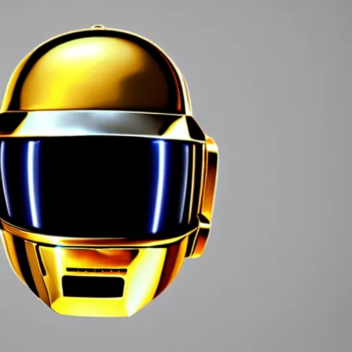 Image similar to ultra high quality 3d render of a daft punk helmet, ray tracing, reflections, studio lighting, cg, 4k