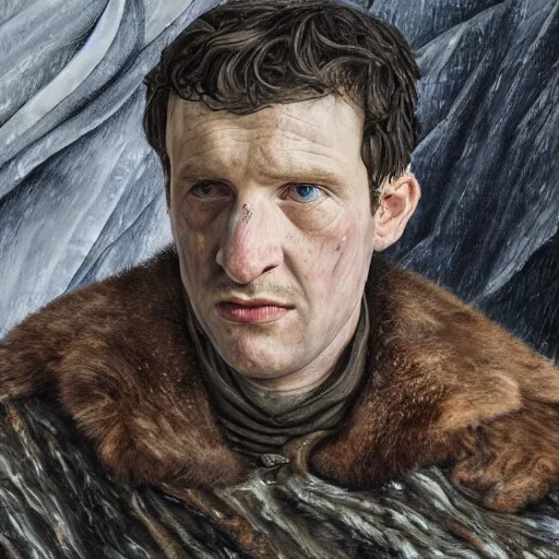 Image similar to high quality high detail painting by lucian freud, hd, ramsay snow in game of thrones